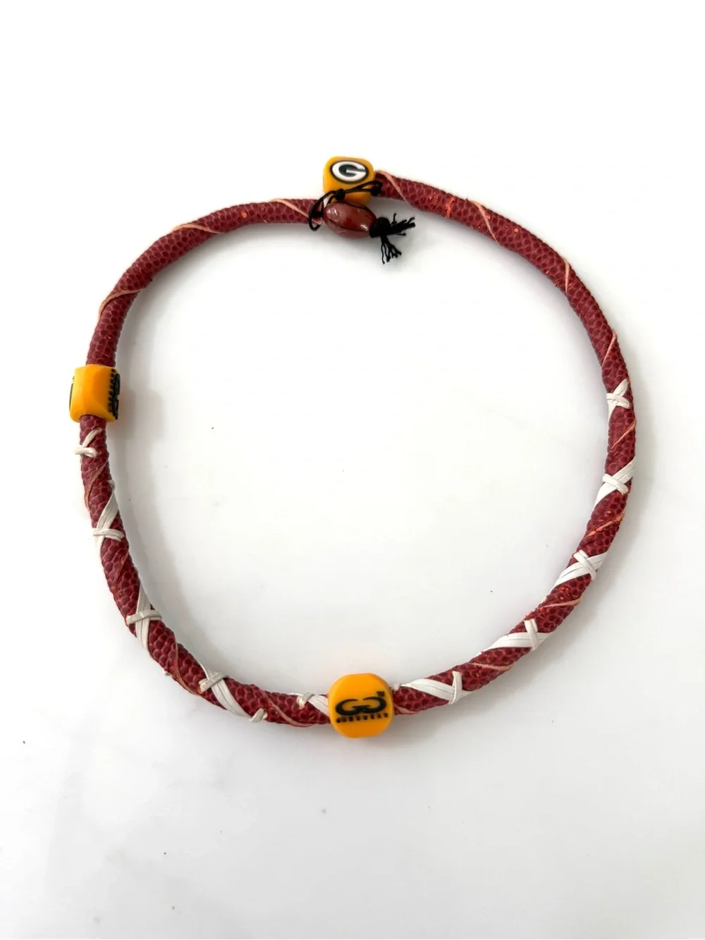 NFL Green Bay Packers Spiral Football Necklace Classic Genuine Leather Gamewear